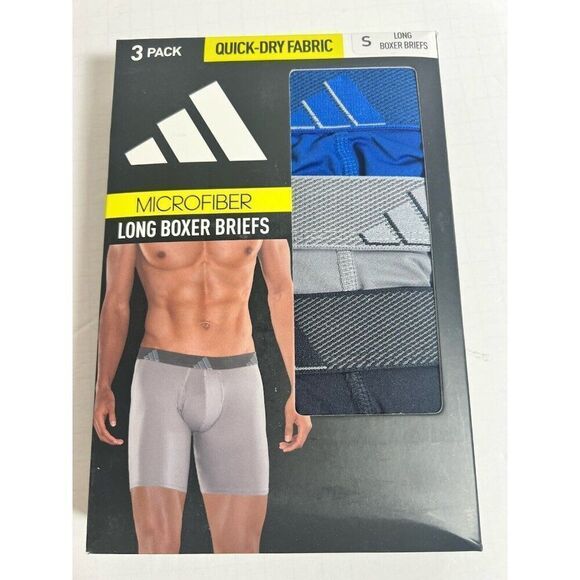 Adidas Mens 3-Pack Long Boxer Brief Underwear Size S Performance - Picture 1 of 4